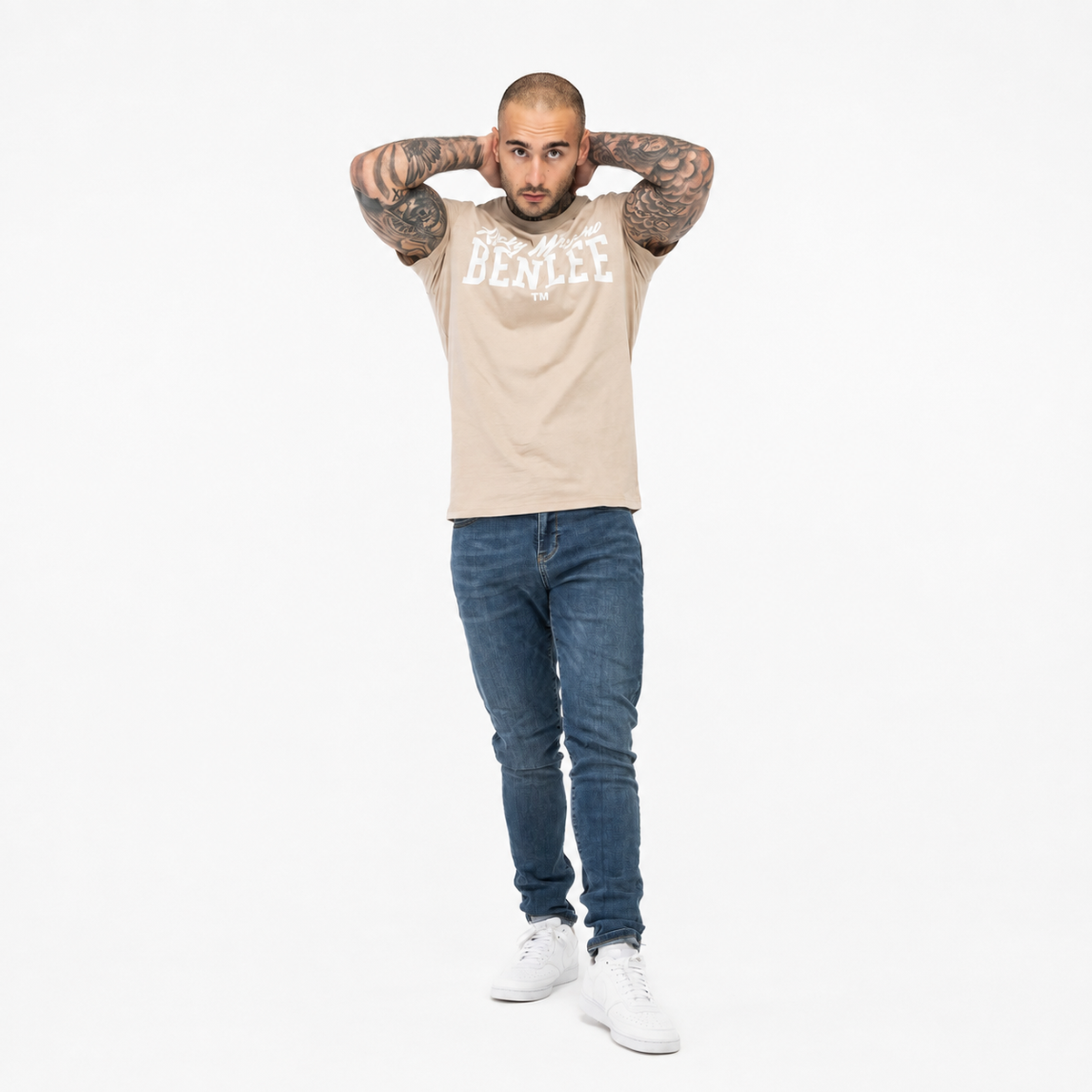 Benlee Heren T-shirt - Zand / Wit - Groot Logo