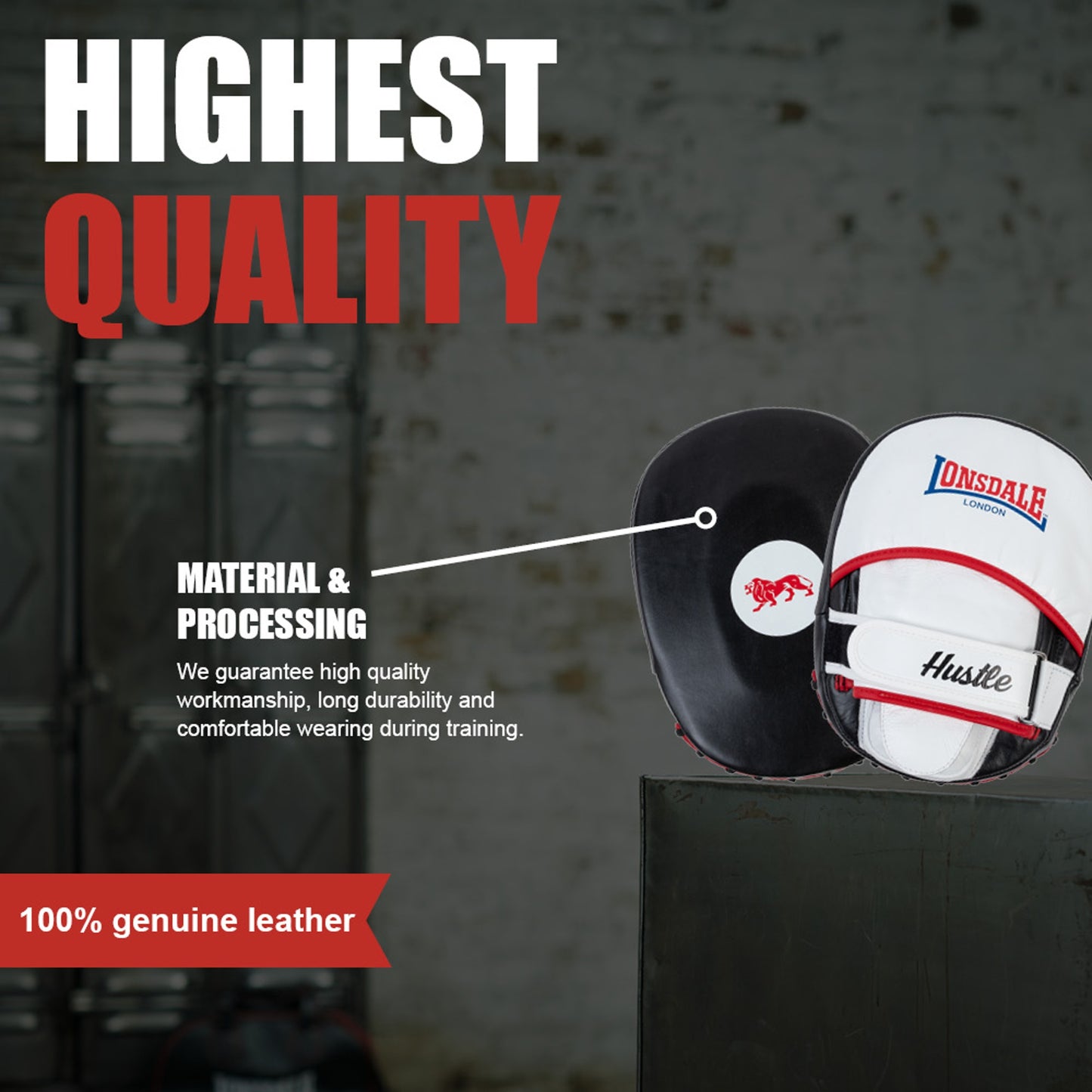 Lonsdale Hustle Focus Mitts- Echt Leer