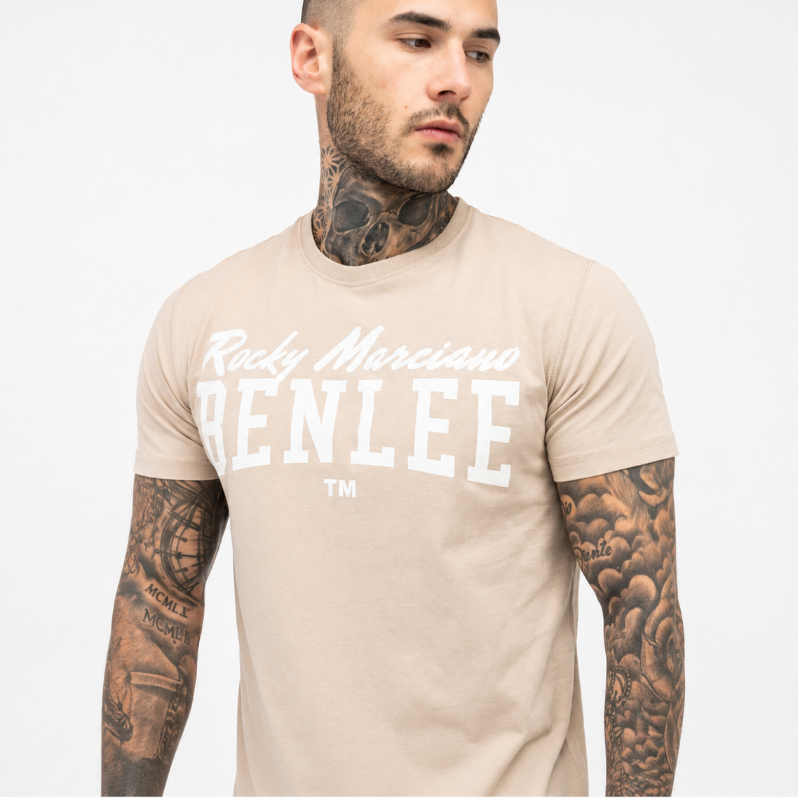 Benlee Heren T-shirt - Zand / Wit - Groot Logo