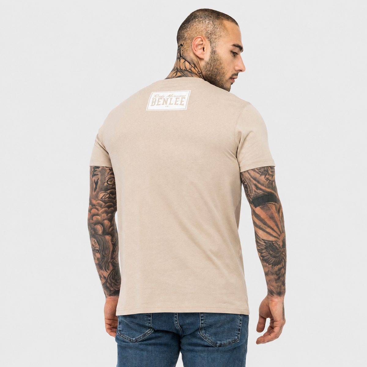 Benlee Heren T-shirt - Zand / Wit - Groot Logo