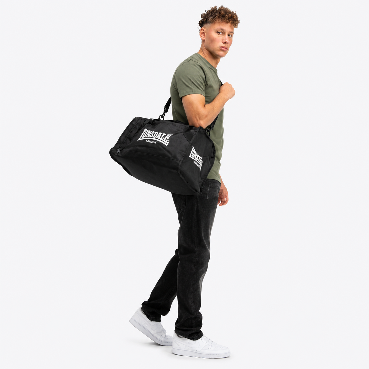 Lonsdale SYSTON Sporttas – Zwart/Wit