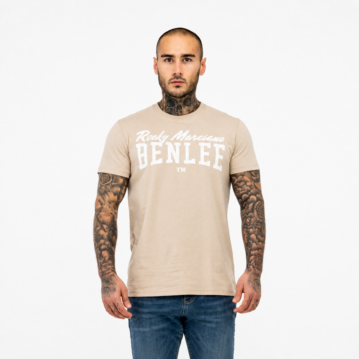 Benlee Heren T-shirt - Zand / Wit - Groot Logo